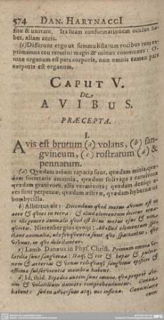 Caput V. De Avibus.