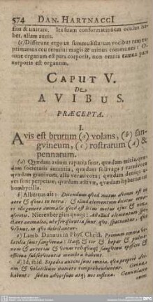 Caput V. De Avibus.