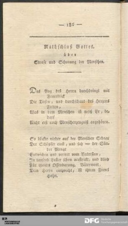 Rathschluß Gottes über Strafe und Schonung der Menschen.