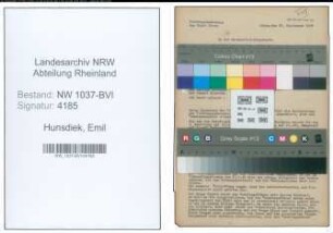Entnazifizierung Emil Hunsdiek , geb. 14.03.1910 ()