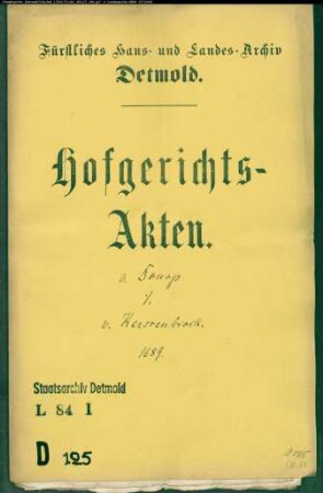 von Donop, Christoph zu Entrup gegen Franz Kaspar von Kerssenbrock zu Wierborn - Schuldforderung