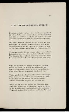 Aus "Die gepriesenen Inseln" / Lothar Treuge