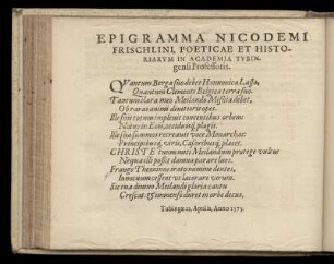 Epigramm von Nikodemus Frischlin