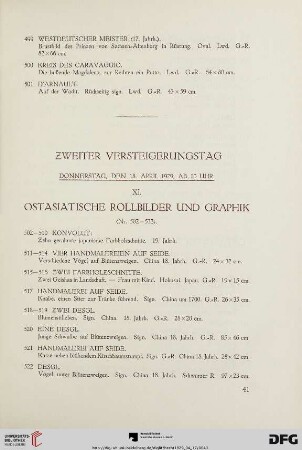 XI. Ostasiatische Rollbilder und Graphik (Nr. 502-533)