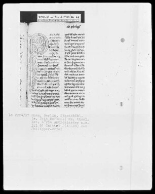 Ambrosius, Commentarii in epistulas Pauli und anderes — Initiale P (aulus), Folio 61 recto
