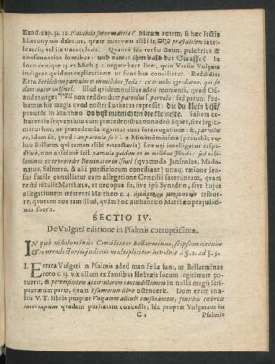 Sectio IV. De Vulgata editione in Psalmis cotruptissima.