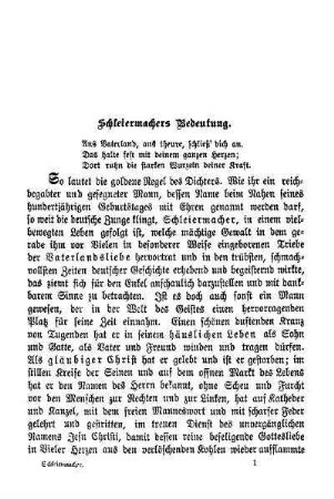 1. Schleiermachers Bedeutung