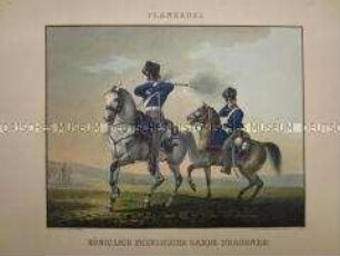 Uniformdarstellung, Gefechtsszene, Dragoner zu Pferd, Garde-Dragoner-Regiment, Preußen, 1825.