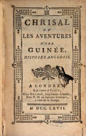 Chrysal ou les aventures d'une Guinée : histoire anglaise