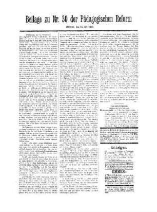 Litteratur : (Fortsetzung aus dem Hauptblatt) ; Beilage zu Nr. 30 der Pädagogischen Reform