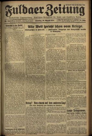 Erste Ausgabe vom Sonntag, den 26. August 1934.