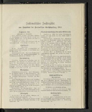 Systematisches Sachregister zum Hauptblatt der Hanseatischen Gerichtszeitung 1911.