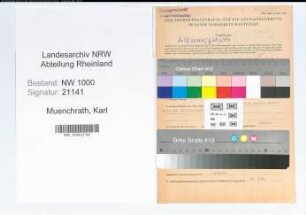Entnazifizierung Karl Muenchrath, geb. 26.05.1898 (Postsekretaer)