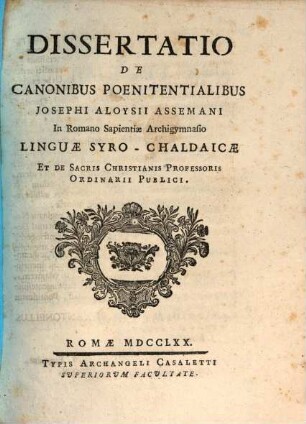Dissertatio de canonibus poenitentialibus