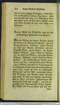 Kurzer Abriß der Geschichte und des gegenwärtigen Zustandes von Pohlen