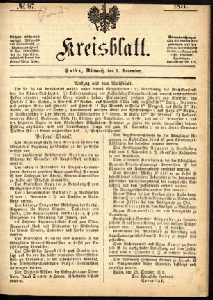 Ausgabe vom Mittwoch, den 01. November 1871.