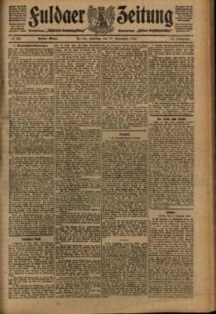 Erste Ausgabe vom Samstag, den 19. November 1910.