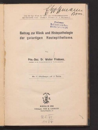 Beitrag zur Klinik und Histopathologie der gutartigen Hautepitheliome