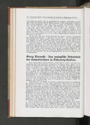 Das zoologische Arbeitsfeld des Heimatforschers in Schleswig=Holstein.