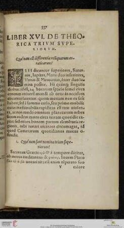 Liber XVI De Theorica Trium Superiorum