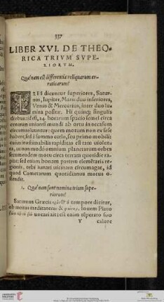 Liber XVI De Theorica Trium Superiorum