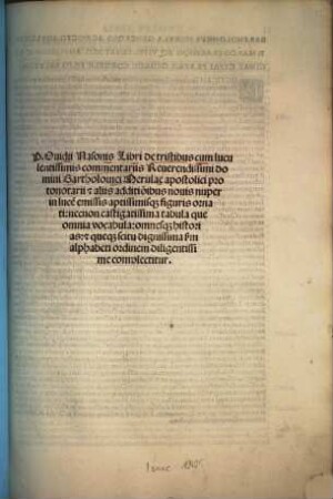 Libri de tristibus : nec non castigatissima tabula, quae omnia vocabula, omnesque historias, quaeque fecitu dignissima complectitur