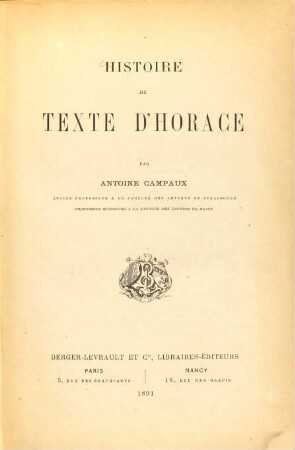 Histoire du texte d'Horace