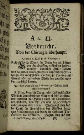 Vorbericht, Von der Chirurgie überhaupt.