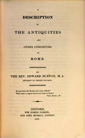 A description of the antiquities and other curiosities of Rome