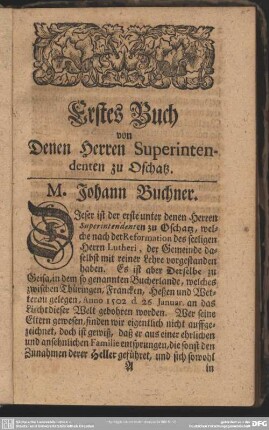 Erstes Buch von Denen Herren Superintendenten zu Oschatz