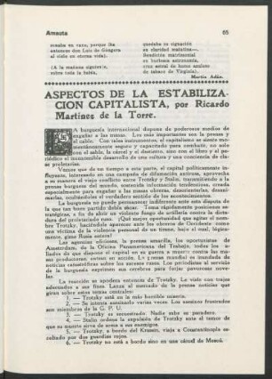 Aspectos de la estabilización capitalista