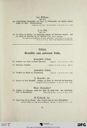 Anhang. Gemälde aus anderem Besitz (Nr. 170-192)