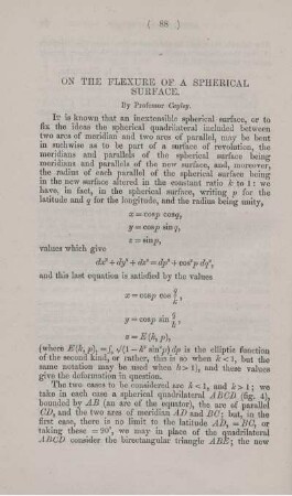 On the flexure of a spherical surface.