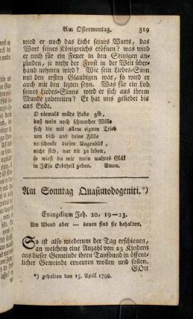 319-331, Am Sonntag Quasimodogeniti