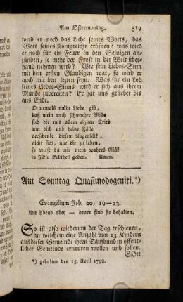 319-331, Am Sonntag Quasimodogeniti