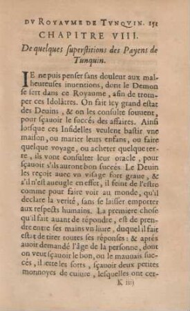 Chapitre VIII. De quelques superstitions des Payens de Tunquin