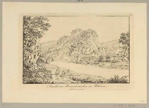 Das Elbtal mit Herrnskretschen (Hřensko, Tschechien) in der Böhmischen Schweiz nach Norden, rechts die Mündung der Kamnitz vor dem Herrenhaus und Felsen