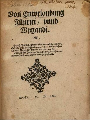 Von Enturlaubung Illyrici und Wygandi