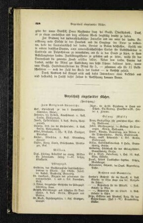 Verzeichniß eingesandter Bücher