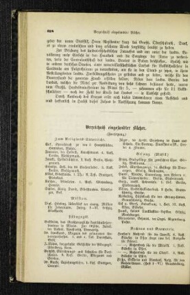 Verzeichniß eingesandter Bücher