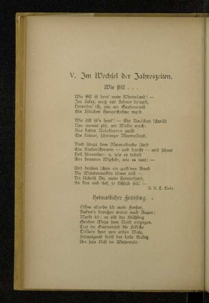 V. Im Wechsel der Jahreszeiten.