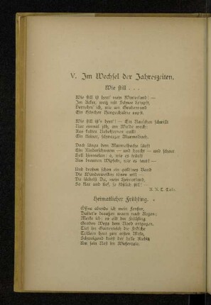 V. Im Wechsel der Jahreszeiten.