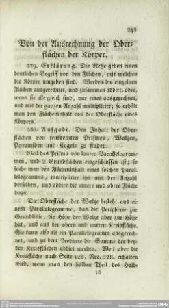 Von der Ausrechnung der Oberflächen der Körper
