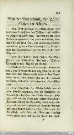 Von der Ausrechnung der Oberflächen der Körper