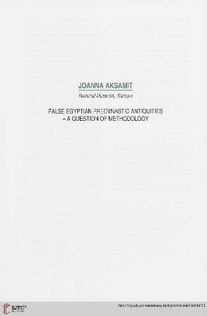 False Egyptian predynastic antiquities – a question of methodology
