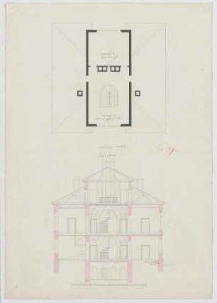 Fischer, Carl von; München; Wohnhaus Baron Zentner - Dachaufbau (Grundriss, Querschnitt)