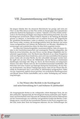 VIII. Zusammenfassung und Folgerungen