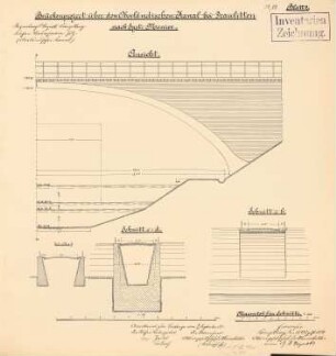Brücke (Syst. Monier) über den Oberländischen Kanal, Draulitten: Ansicht 1:50, Schnitte 1:100