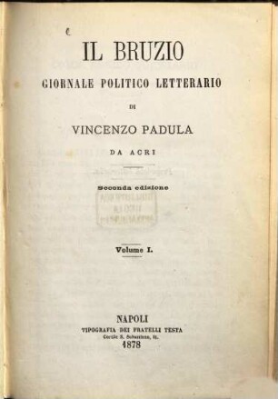 Il Bruzio : giornale politico letterario. 1. 1864 (1878)