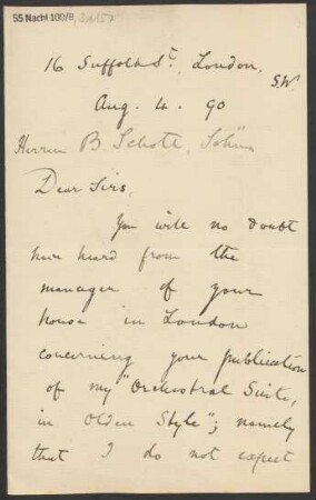 Brief an B. Schott's Söhne : 04.08.1890